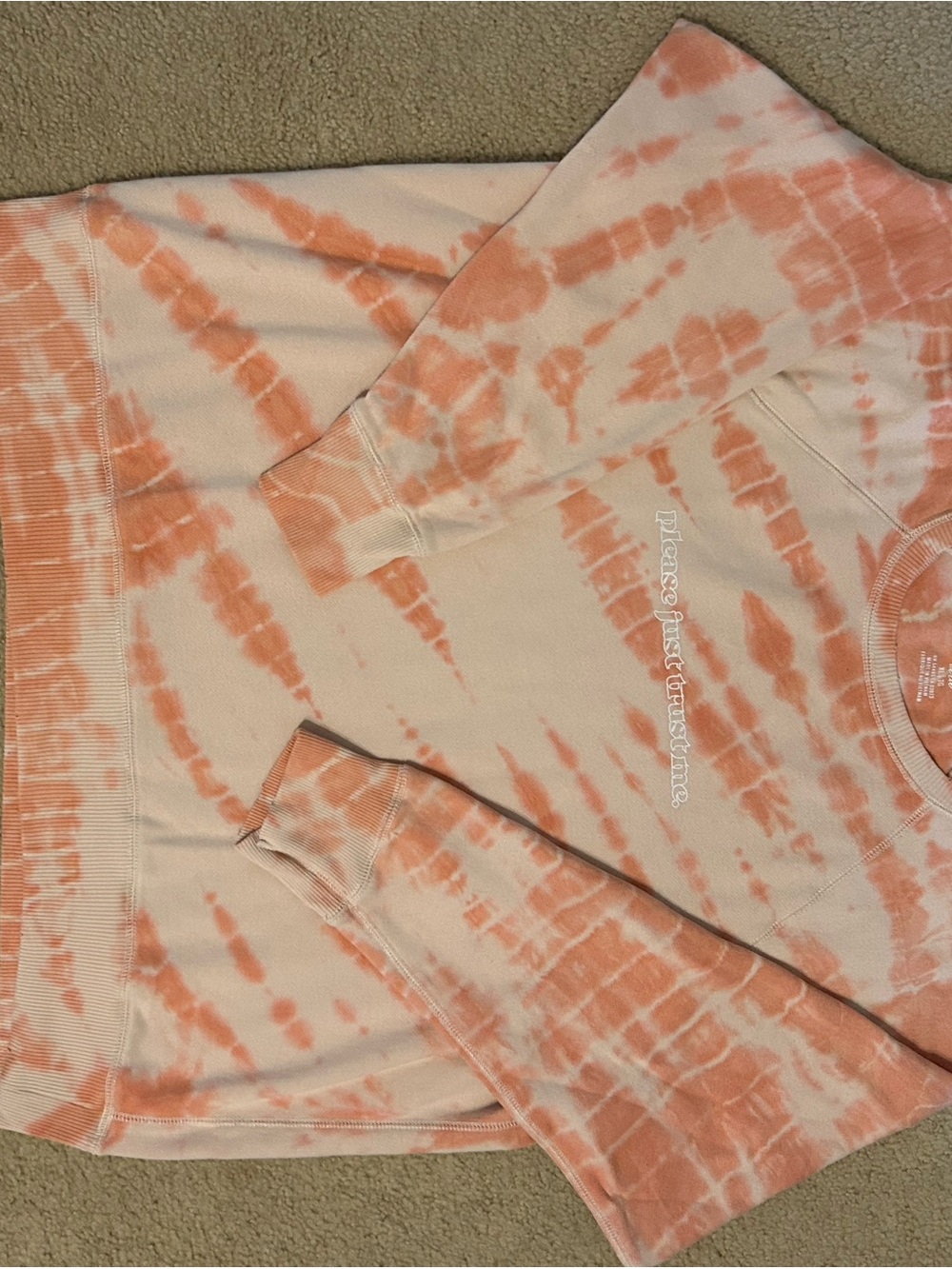 Tie-Dye Crewneck Sweatshirt in Peach and Cream please just trust me